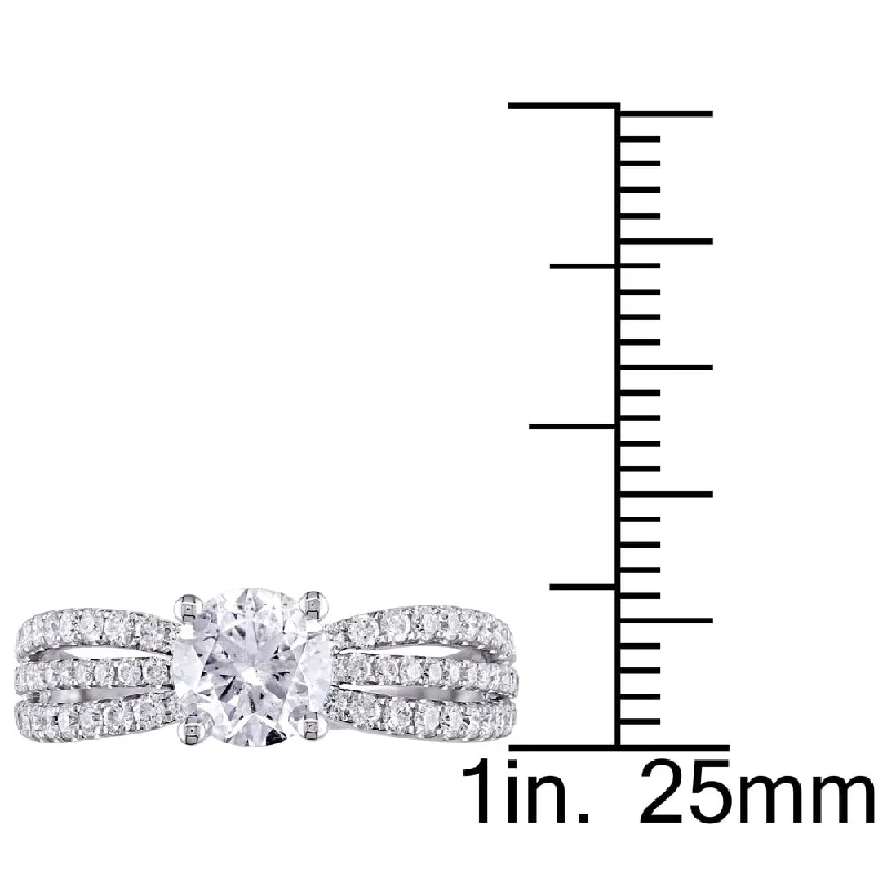 Engagement rings with bold rose-cut garnet stones -Miadora 14k White Gold 2ct TDW Multi-row Diamond Engagement Ring