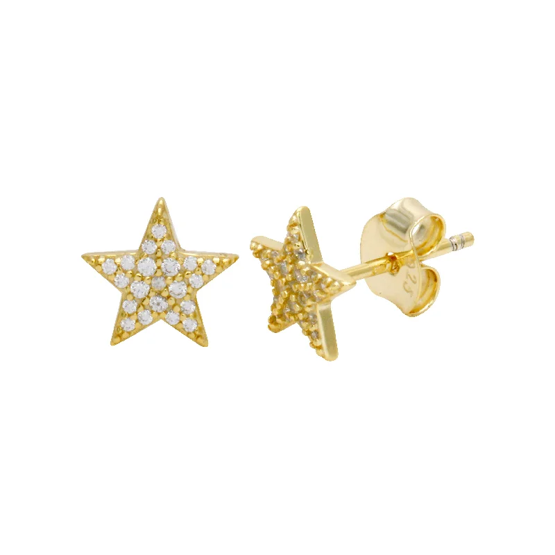 Hoop earrings with stacked layers for a bold and textured design-Mini Star Stud