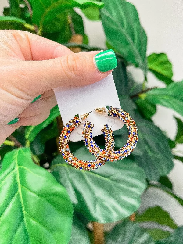 Hoop earrings with textured gold for a refined and sophisticated aesthetic-Multi Rhinestone Twisted Hoop Earrings