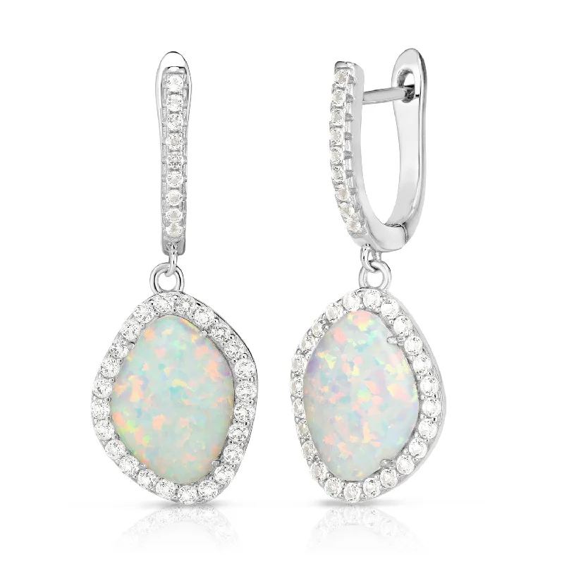 Best hoop earrings with enamel details for a colorful and modern look-Opal & White Sapphire Earrings