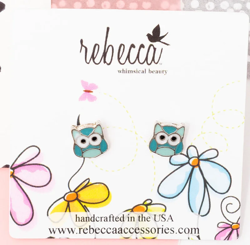 Hoop earrings with multi-tone finishes for a colorful and layered effect-Owl Enamel Post Children's Earring