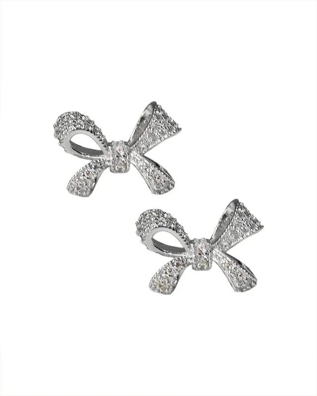 Best hoop earrings with tribal designs for a cultural and exotic aesthetic-Pave Bow Earrings