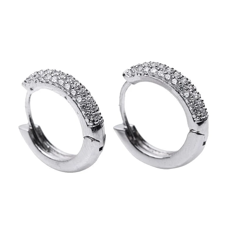 Hoop earrings with luxe velvet finishes for a rich and luxurious touch-Pave Hoop Earrings