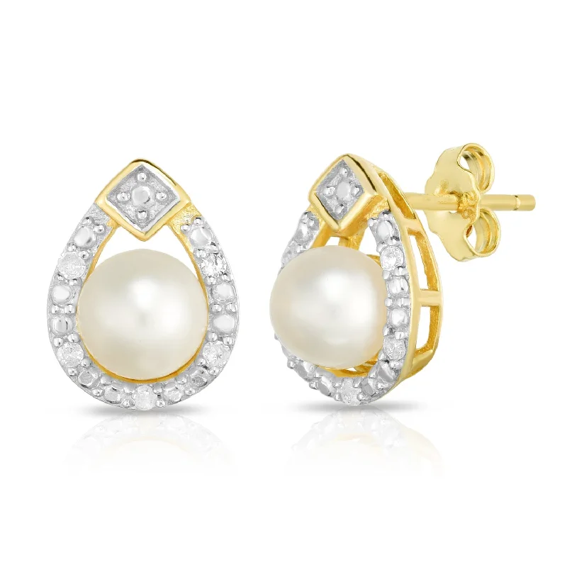 Best hoop earrings with asymmetrical designs for a fashion-forward, avant-garde look-Pearl & Diamond Earrings