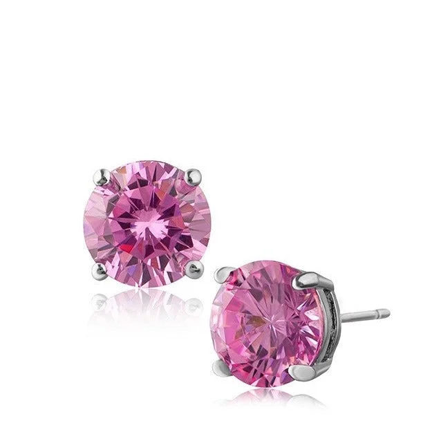 Hoop earrings with floral motifs for a feminine and nature-inspired look-Pink Sapphire Luxe Round Stud