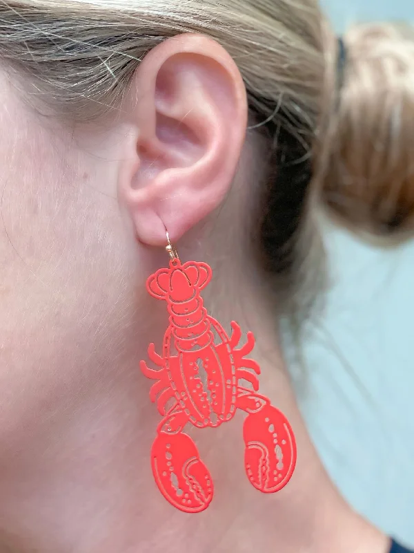 Hoop earrings with tortoiseshell designs for a chic and classic style-Pop Art Lobster Dangle Earrings