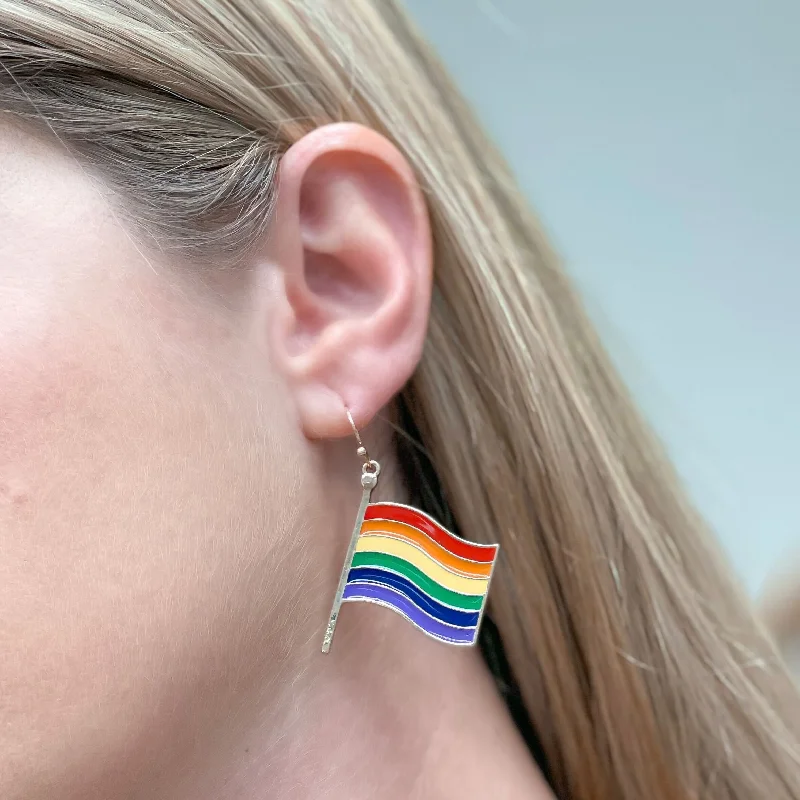 Hoop earrings with dangling charms for a playful and fun look-Pride Flag Dangle Earrings