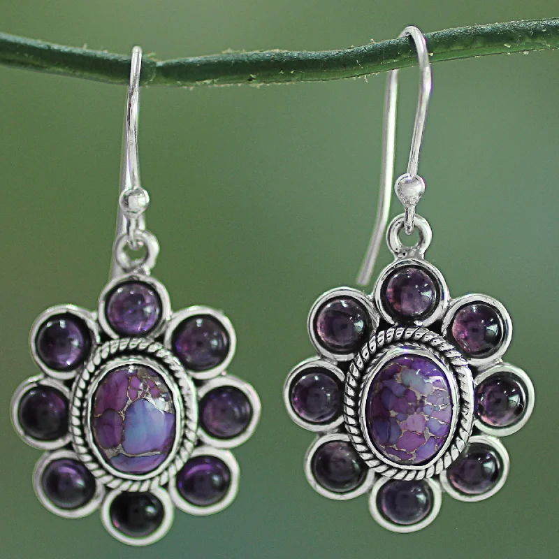 Best hoop earrings with detachable studs for a versatile and adjustable accessory-Purple Blossoms Amethyst and Purple Composite Turquoise Dangle Earrings