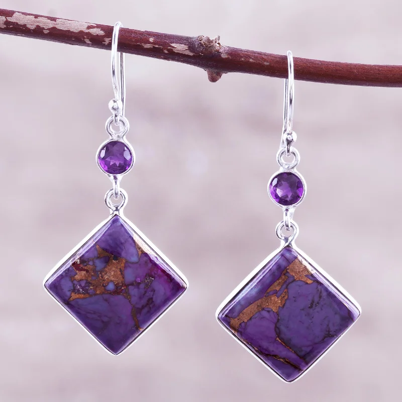 Best hoop earrings with satin ribbons for a soft, feminine appearance-Purple Throne Sterling Silver and Amethyst Dangle Earrings