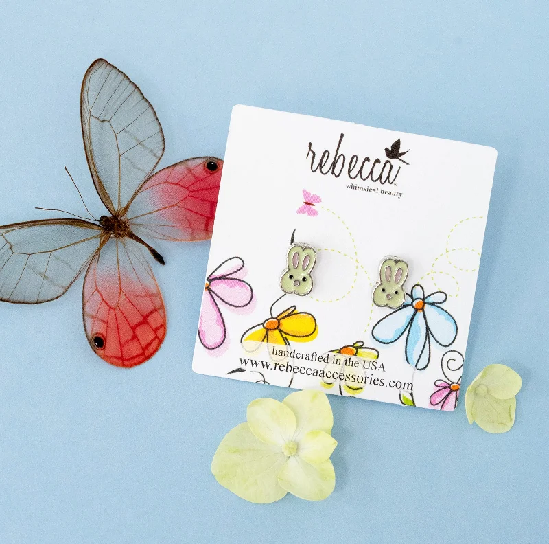 Small hoop earrings for a delicate and understated everyday wear-Rabbit Post Enamel Children's Earring