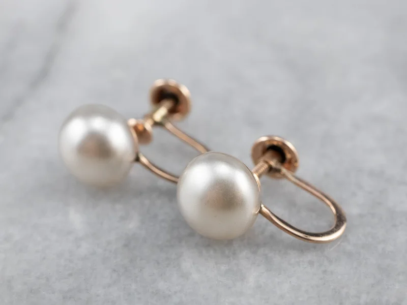 Hoop earrings with satin finishes for a smooth and elegant appearance-Rose Gold Vintage Faux Pearl Earrings