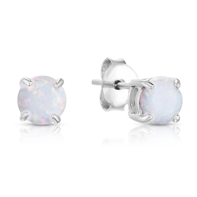 Hoop earrings with tortoiseshell designs for a chic and classic style-Round Opal Earrings