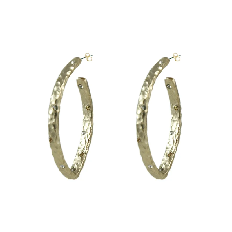 Best hoop earrings with stacked layers for a dimensional and bold look-GOLD SIENA HAMMERED V-SHAPE HOOP EARRINGS