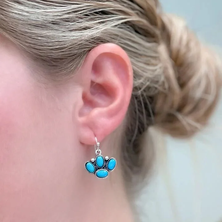 Best hoop earrings with cubic zirconia for a budget-friendly, dazzling look-Silver Western Turquoise Dangles