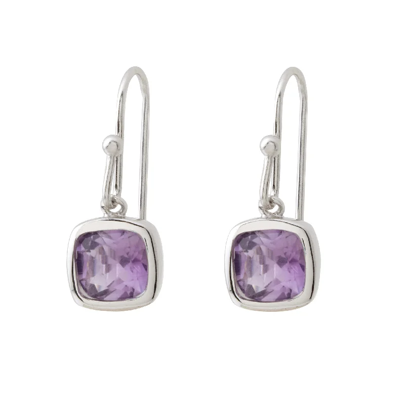 Best hoop earrings with minimal embellishments for a sleek and modern look-Sophisticated Cushion-cut Amethyst Earrings