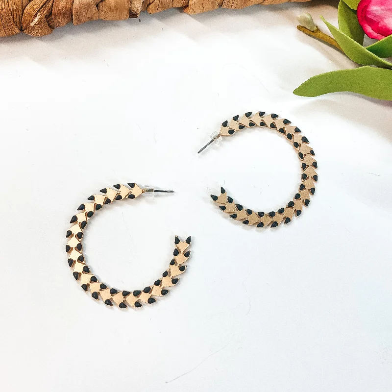 Hoop earrings with removable pendants for a versatile and customizable accessory-Spiked Hoop Earrings in Black and Gold