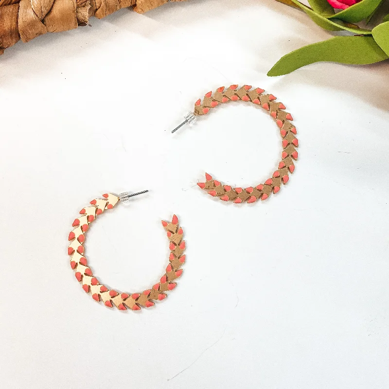 Hoop earrings with textured finishes for a vintage and classic style-Spiked Hoop Earrings in Pink and Gold