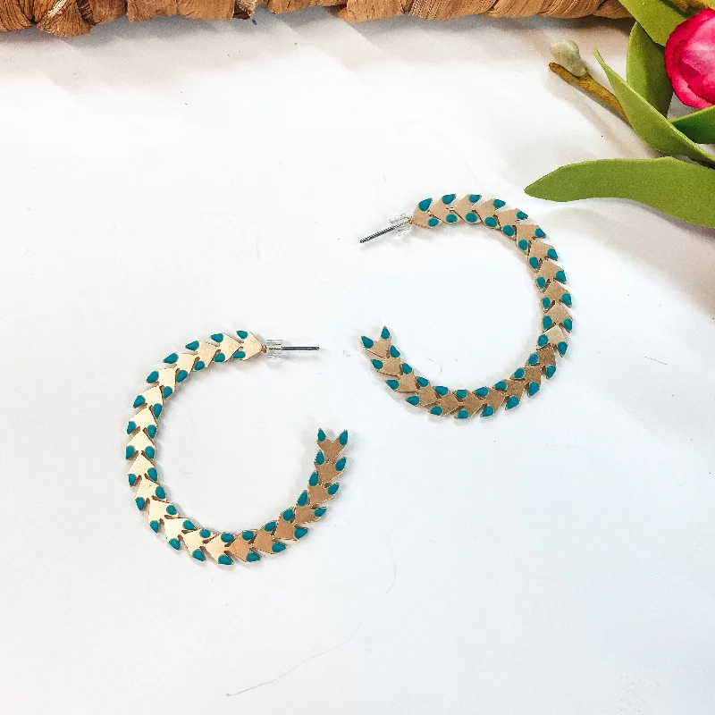 Best hoop earrings with minimalist designs for a clean and modern aesthetic-Spiked Hoop Earrings in Turquoise and Gold