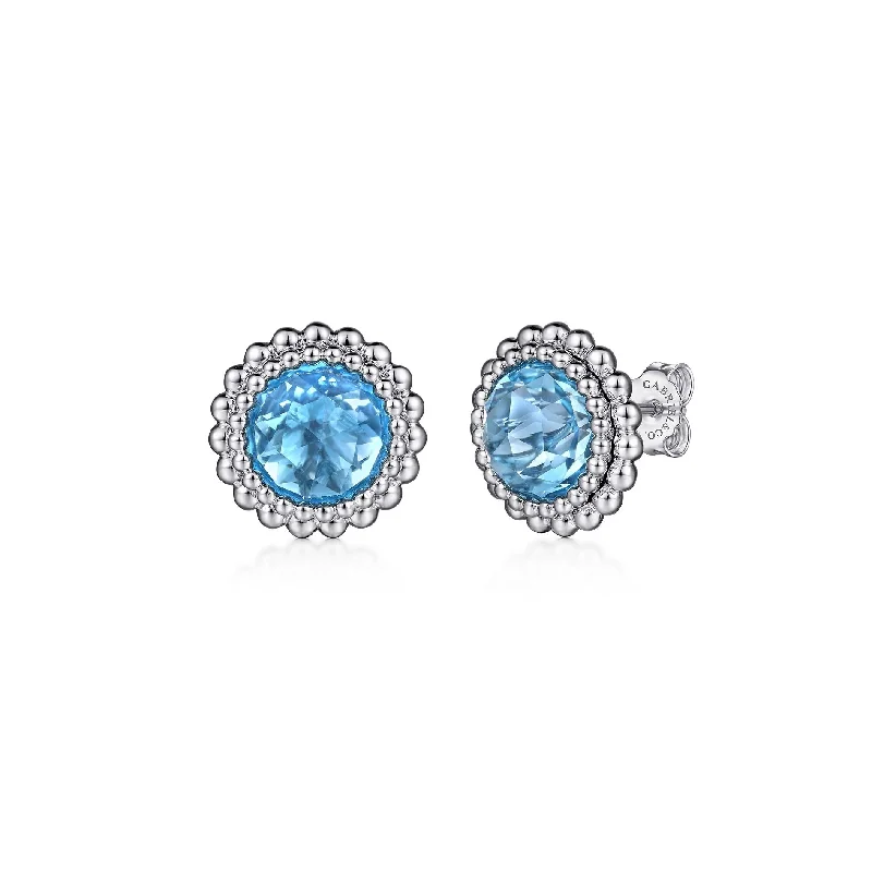 Hoop earrings with a chunky design for a bold and trendy statement-SS Swiss Blue Topaz Earrings