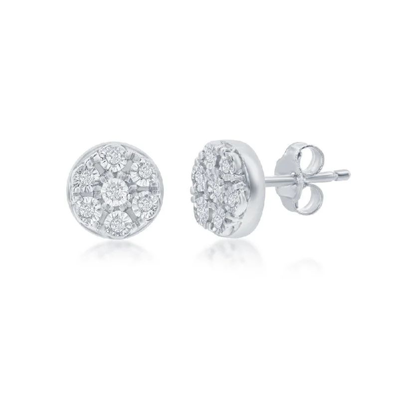 Best hoop earrings with sterling silver for an affordable and chic design-SS 0.02ctw 5mm Round Diamond Cluster Earrings