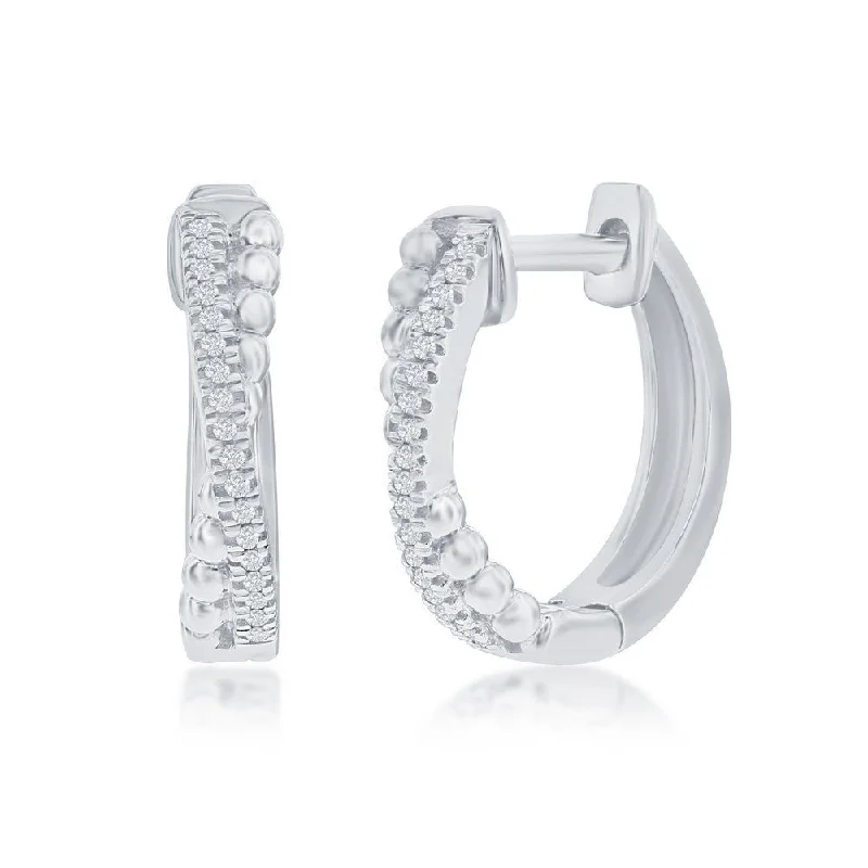 Hoop earrings with cut-out designs for a creative and lightweight effect-SS 0.06ctw 15mm 'X' Design I/SI2 Diamond Hoop Earring