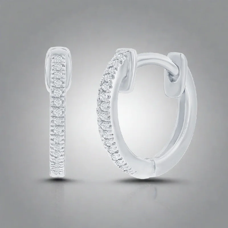 Hoop earrings with pearl accents for a chic and classic style-SS 0.06ctw I/SI2 13mm Huggie Diamond Earrings