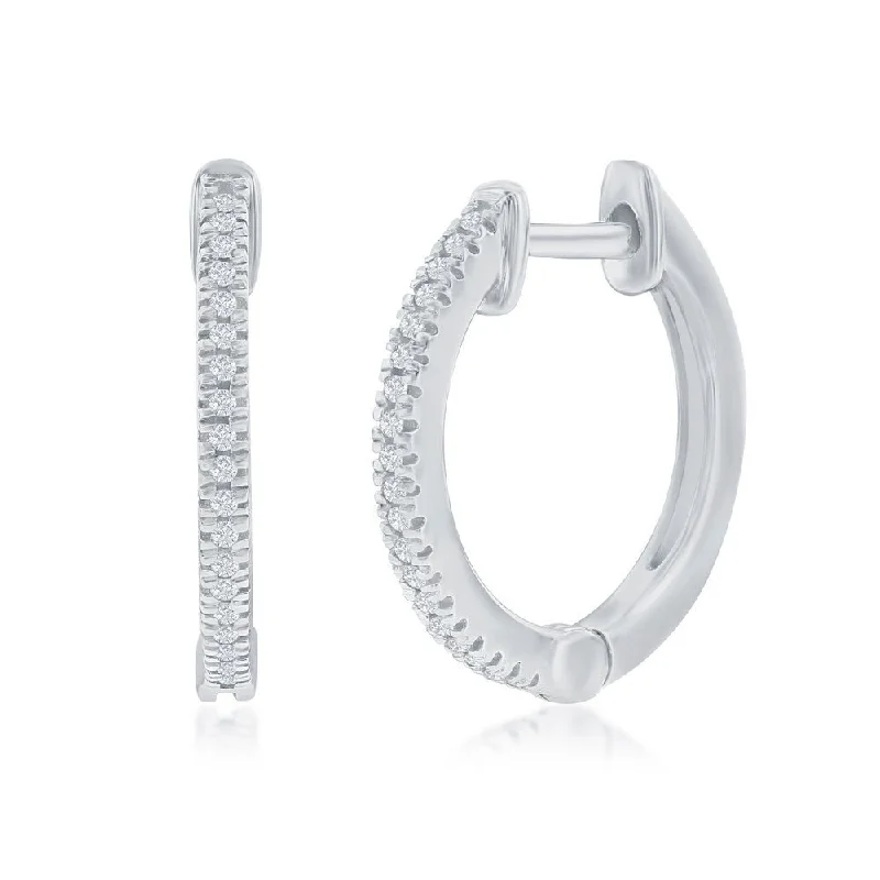 Best hoop earrings with infinity designs for a timeless and meaningful symbol-SS 0.07ctw 15mm Huggie I/SI2 Diamond Earrings