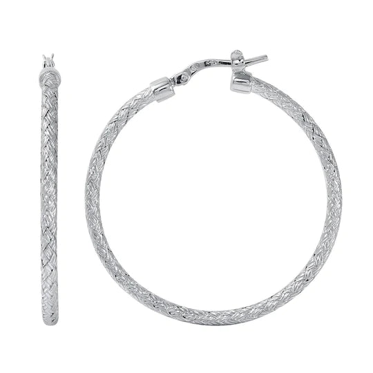 Hoop earrings with hammered textures for a boho-chic and rustic vibe-SS 35MM Round Mesh Hoop Earrings