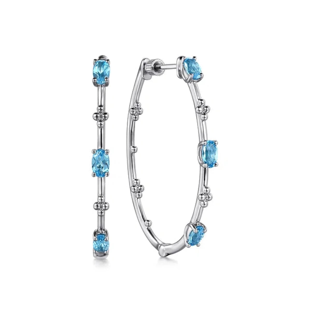 Best hoop earrings with minimalist designs for a clean and modern aesthetic-SS Blue Topaz Hoop Earrings