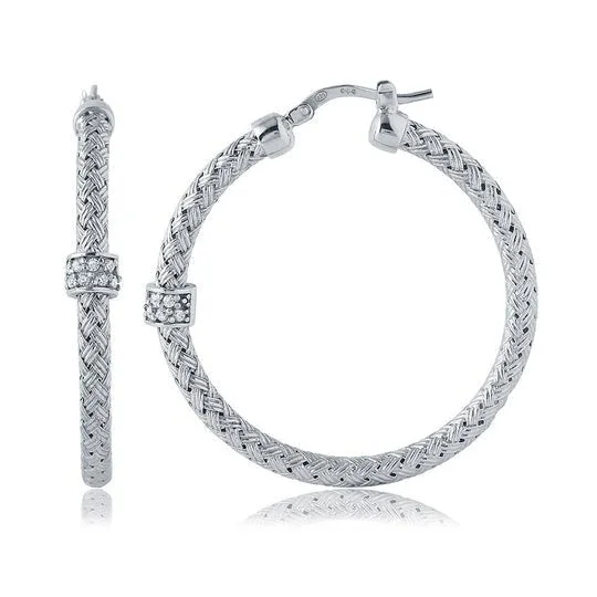 Hoop earrings with oversized designs for a bold, fashion-forward statement-SS CZ Hoop Earrings