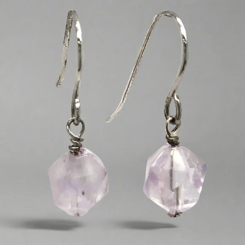 Hoop earrings with stacked layers for a bold and textured design-SS Faceted Rough Amethyst Dangle Earrings