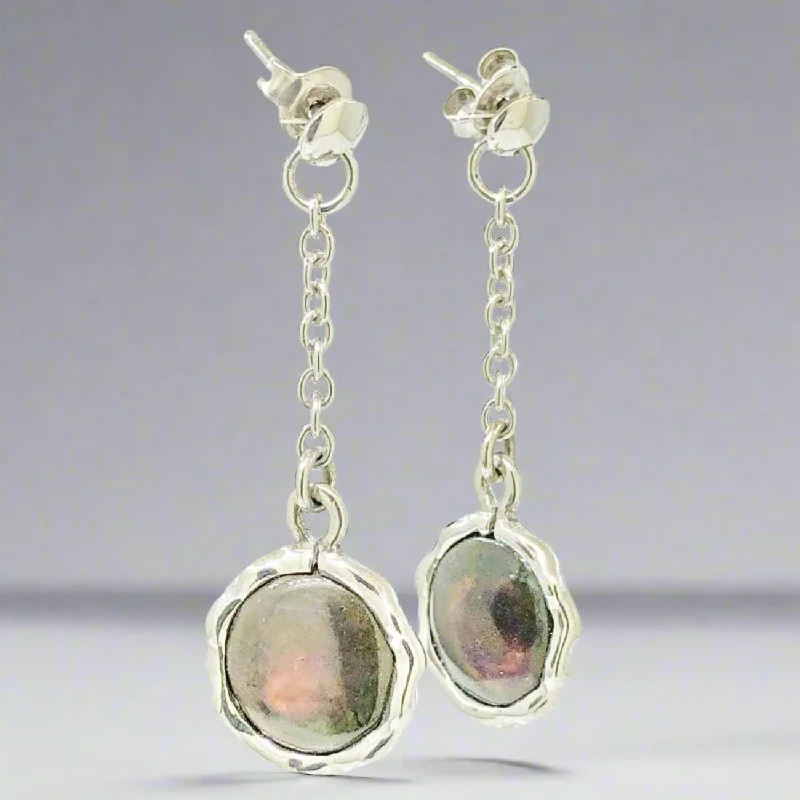 Hoop earrings with faceted crystals for added sparkle and shine-SS Moonlight Mother of Pearl Dangle Earrings