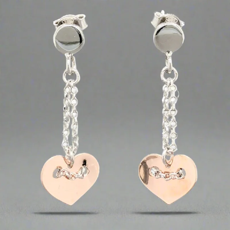 Hoop earrings with dangling charms for a playful and fun look-SS RGP “Delilah” Heart Dangle Earrings