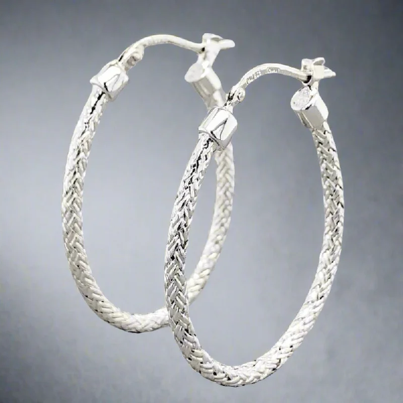 Best hoop earrings with angel wing accents for a spiritual and meaningful design-SS Woven 2.2mm Oval Hoop Earrings