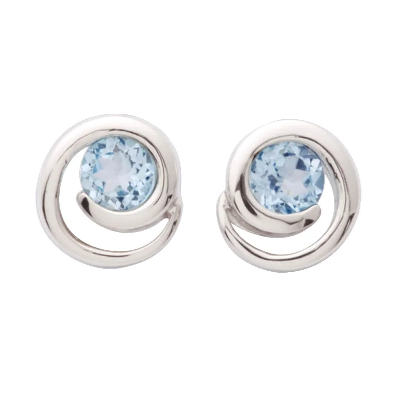 Best hoop earrings with geometric pendants for a modern, chic appeal-Blue Topaz Swirl Earrings