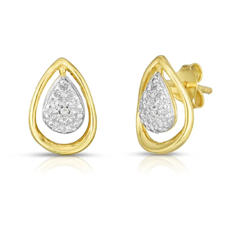 Hoop earrings with cut-out designs for a creative and lightweight effect-Tear Drop Diamond Earrings