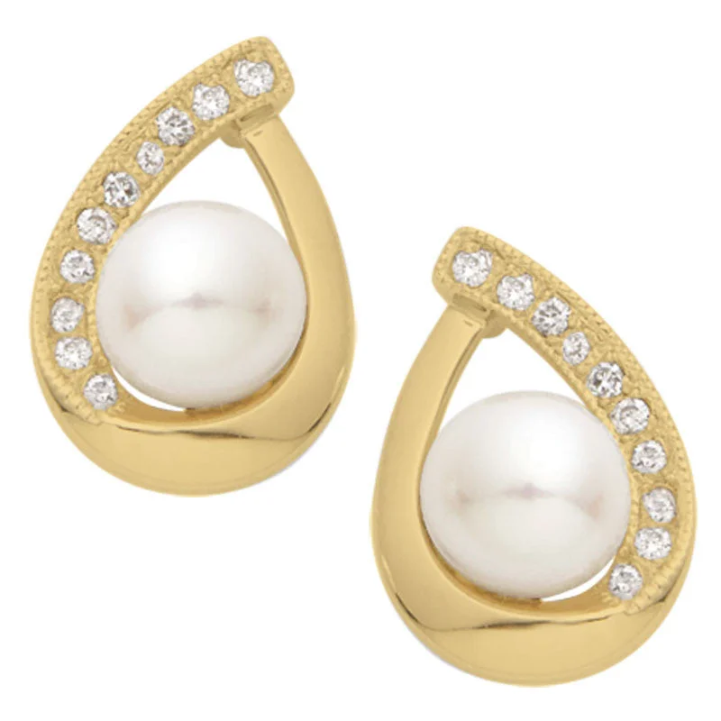 Lightweight hoop earrings for comfortable and all-day wear-Diamond & Pearl Earrings