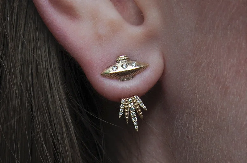 Best hoop earrings with geometric triangle shapes for a modern, chic design-Diamond Tender Abduction UFO Earring