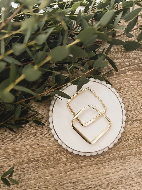 Best hoop earrings with matte finish for a sophisticated, understated design-The Everyday Statement Hoop Square - Gold or Silver