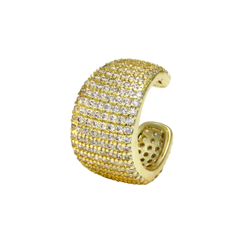 Hoop earrings with rhinestone-studded rims for a glamorous touch-Thick Pave Cuff