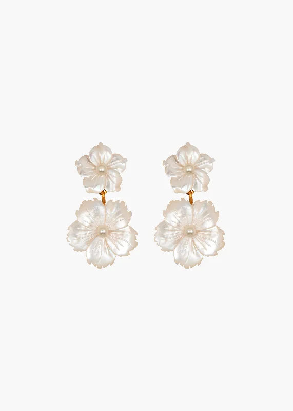 Hoop earrings with luxe velvet finishes for a rich and luxurious touch-Tibby Earrings -- Mother of Pearl