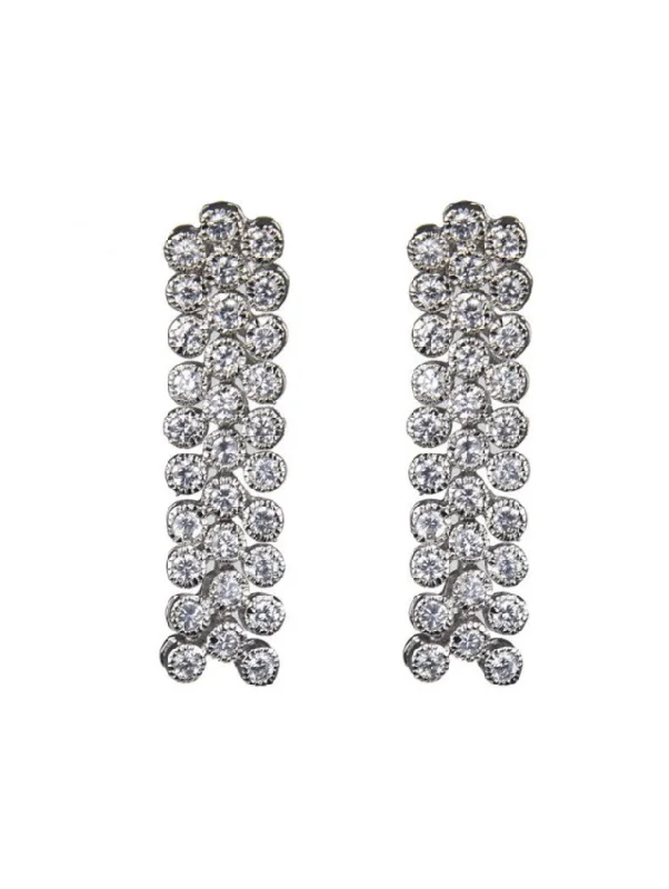 Best hoop earrings with matte finish for a sophisticated, understated design-Triple Round CZ Bezel Drop Earring