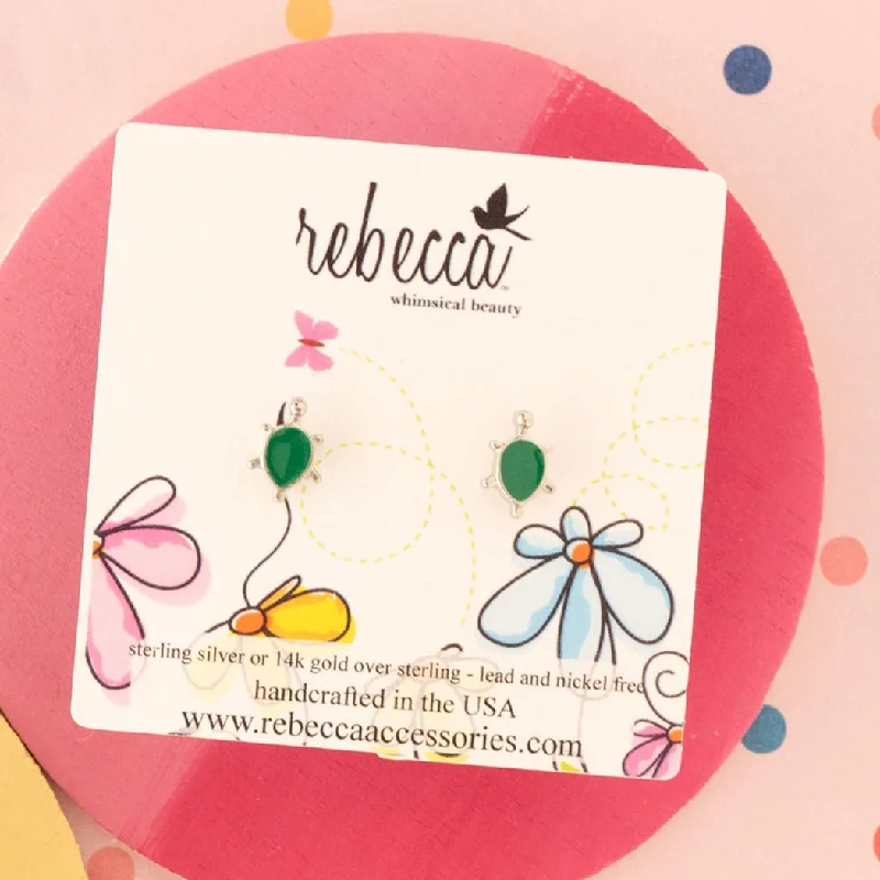 Classic hoop earrings with a thin profile for a sleek and subtle style-Turtle Enamel Post Children's Earring