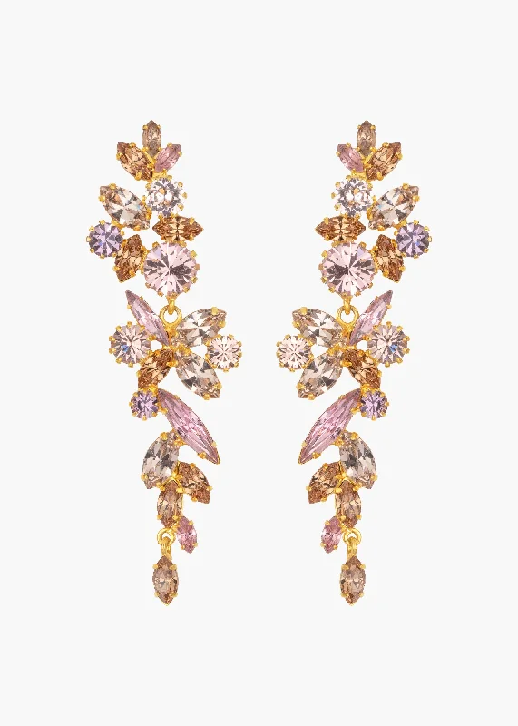 Best hoop earrings with Swarovski crystals for added sparkle and luxury-Vanessa Earrings -- Champagne