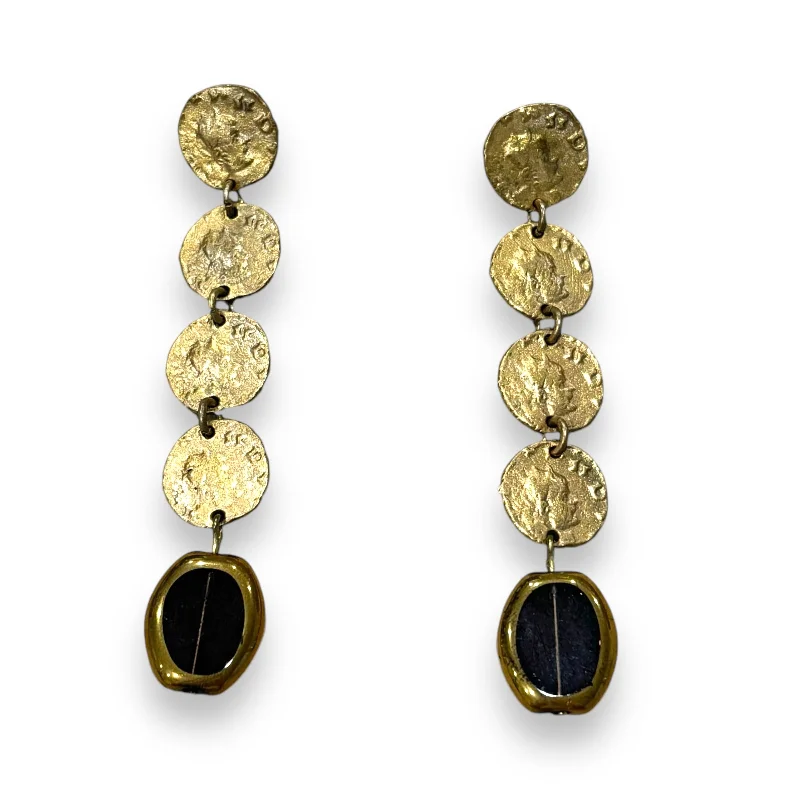 Best hoop earrings with multi-colored gemstones for a vibrant and lively touch-VINTAGE GOLD COIN BEAD EARRINGS