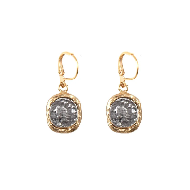 Best hoop earrings with Swarovski crystals for added sparkle and luxury-GOLD PAVIA COIN & FRAME DANGLE EARRINGS