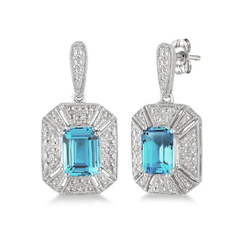 Hoop earrings with removable pendants for a versatile and customizable accessory-Vintage Style Blue Topaz Earrings