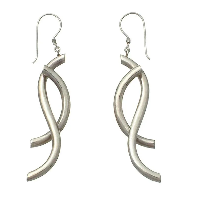 Hoop earrings with resin accents for a bold and colorful design-Waves Sterling Silver Dangle Earrings