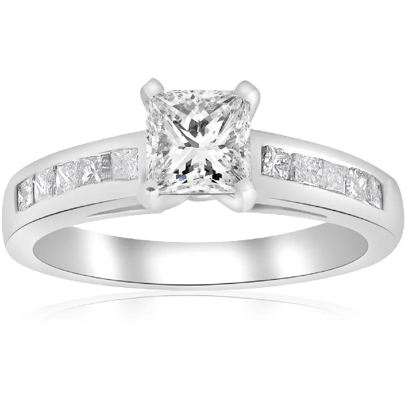 Engagement rings with heart-shaped garnet for love -1 1/2ct Princess Cut Diamond Engagement Ring White Gold Enhanced