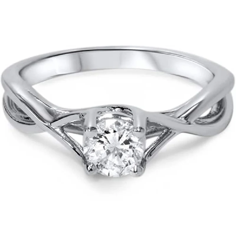 Engagement rings with asymmetrical halo of jade -1/2ct Diamond Infinity Solitaire Engagement Ring White Gold